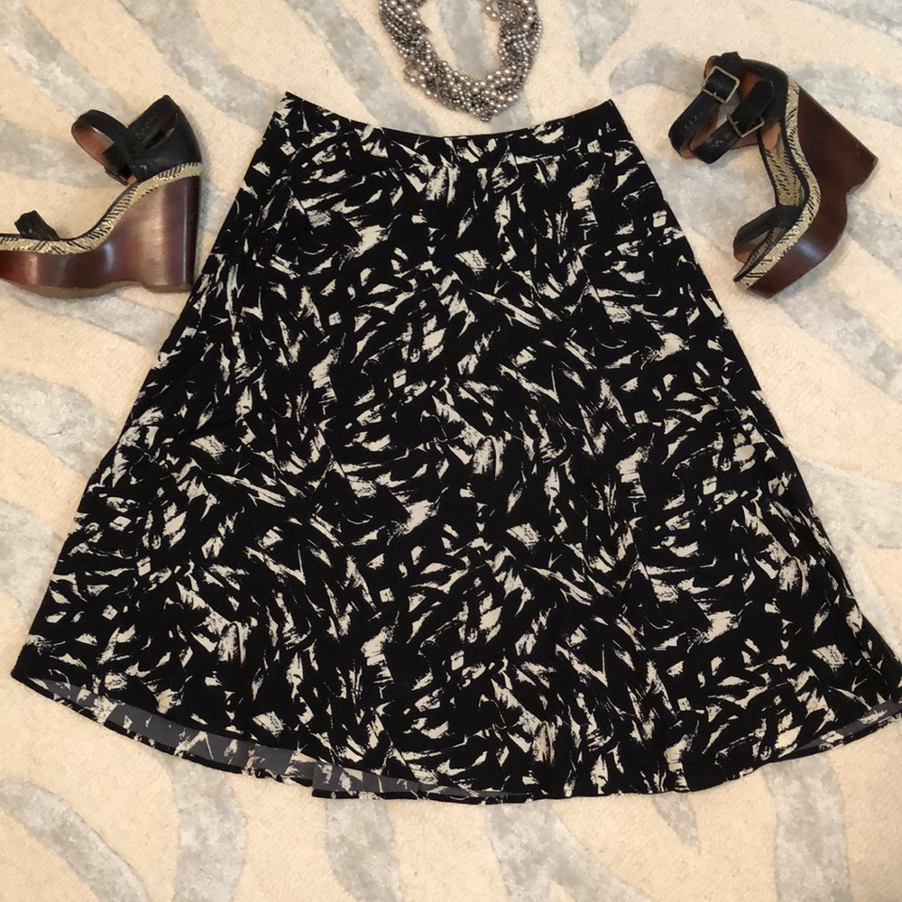Midi Skirt Forever 21 Silky Lined Black & Cream